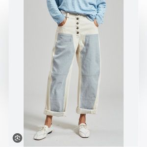 Rachel Comey cream and blue handy pant